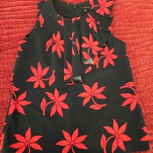 Banana Republic Navy and Red Floral Blouse